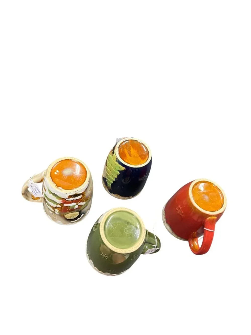 Christmas theme set of 4 large ceramic glazed cups mugs SKU 10-585